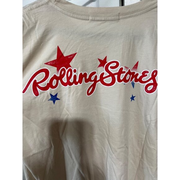 Rolling Stones Graphic T-Shirt By Daydreamer XS Beige Red & Blue Stars - Picture 4 of 9